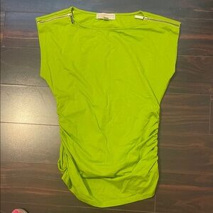 Michael Kors Bright Green Muscle Tee with Zipper Details